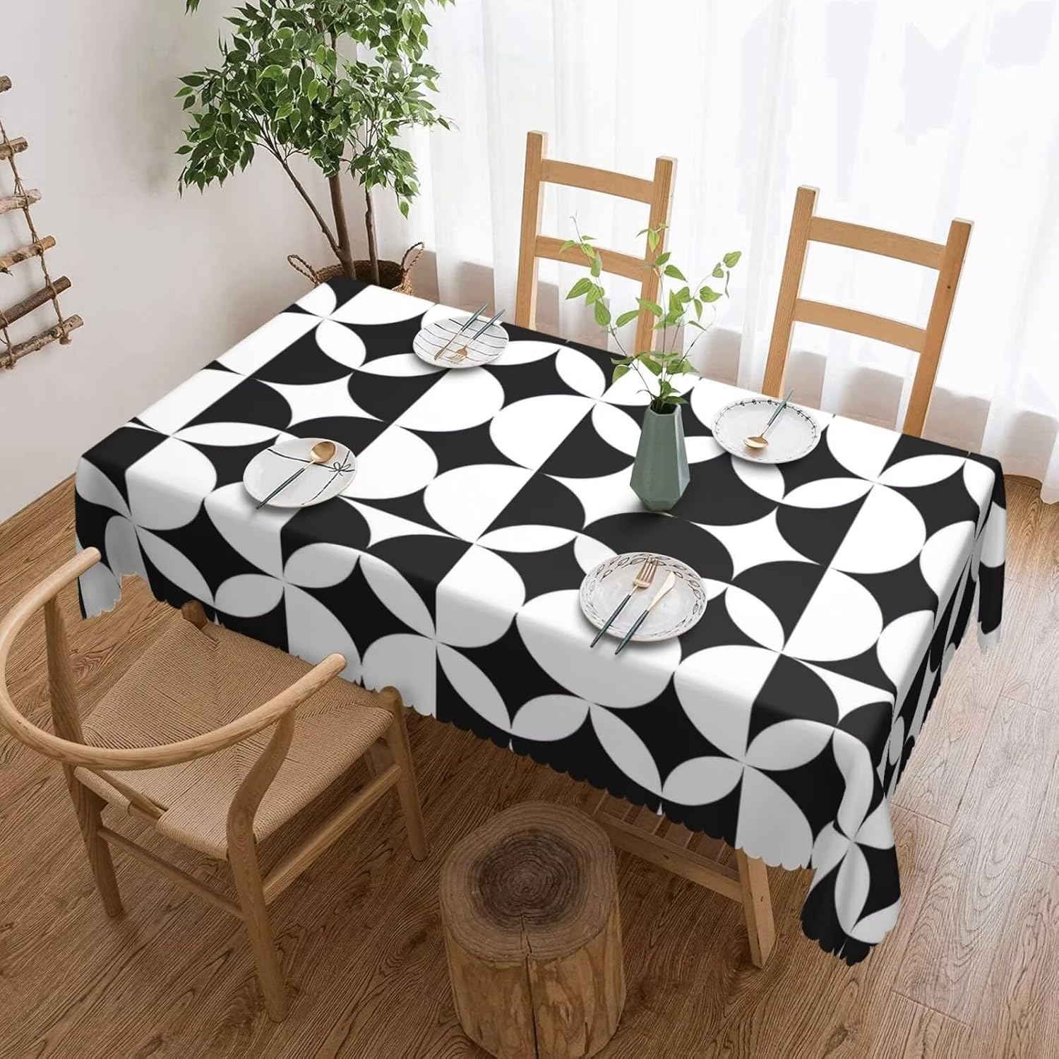 Century Textile & Sewing Supply Online Shopping - 미니멀리스트 미드 센추리 모던 테이블보, 블랙