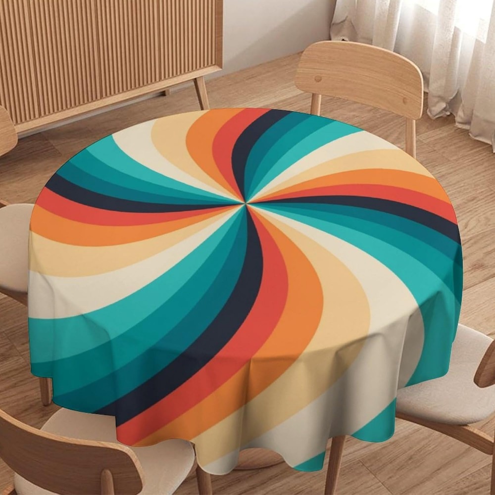 Century Textile & Sewing Supply Online Shopping - 빈티지 그루비 스월 라운드 테이블보 70년대