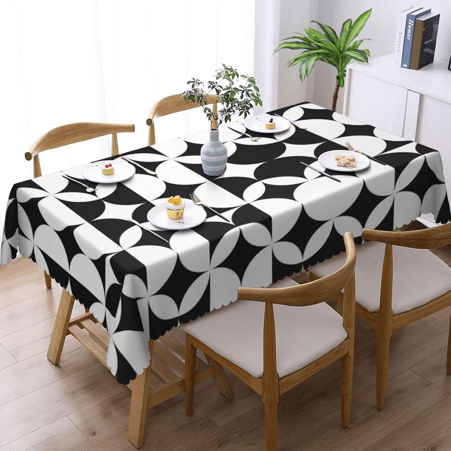 미니멀리스트 미드 센추리 모던 테이블보, 블랙 화이트  - Century Textile & Sewing Supply Online Shopping 리뷰 및 가격