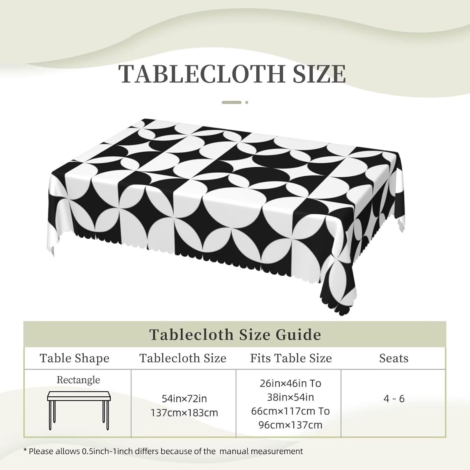 미니멀리스트 미드 센추리 모던 테이블보, 블랙 화이트  - Century Textile & Sewing Supply Online Shopping 리뷰 및 가격