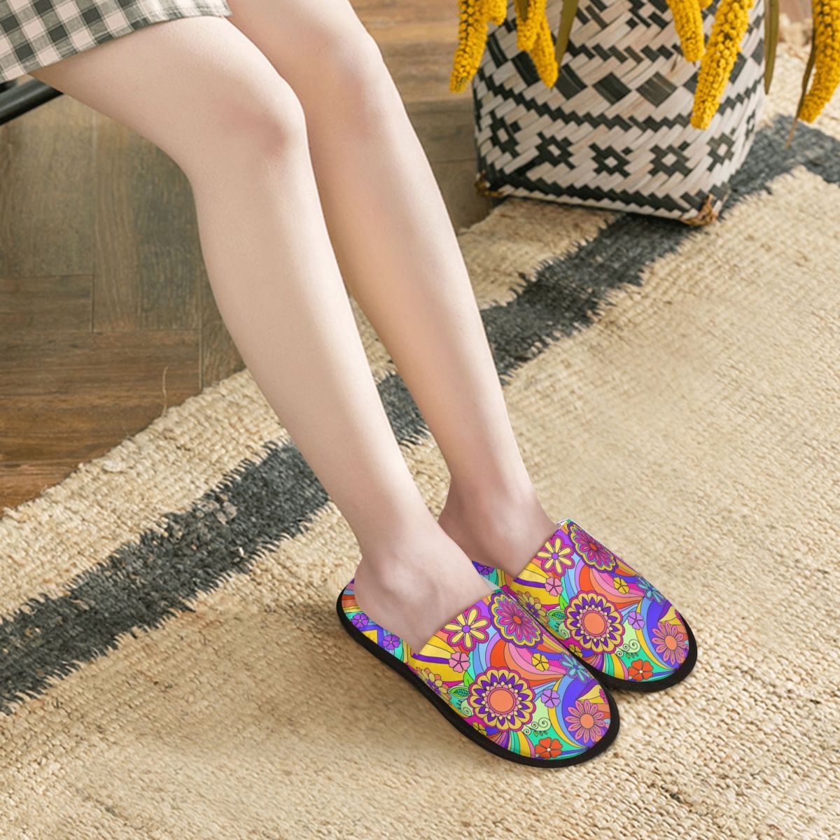 맞춤형 그루비 사이키델릭 플라워 파워 슬리퍼 메모리 폼 - Sewing Custom 리뷰 및 가격