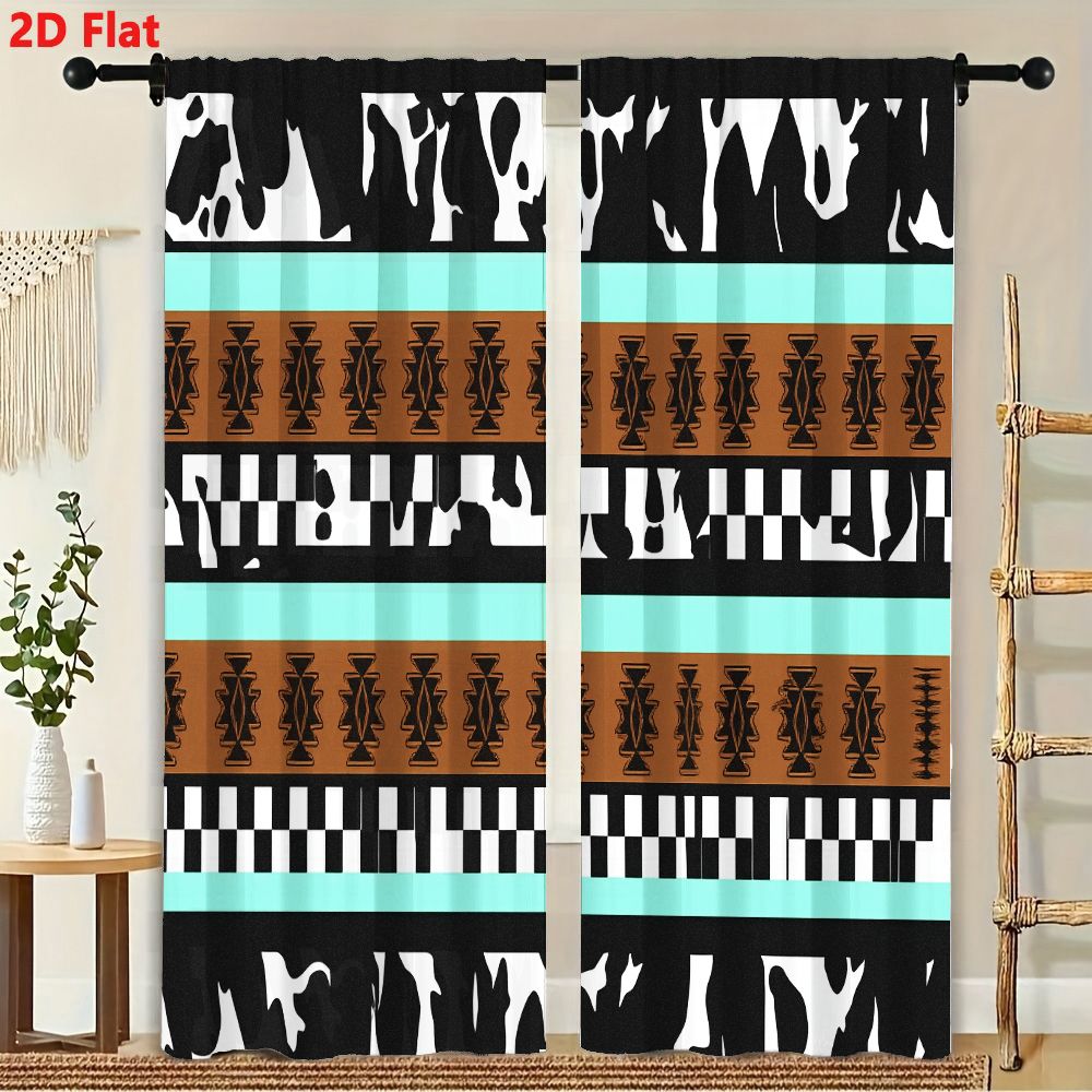 2피스 커튼 2D 플랫 기하학적 추상 부족 패턴 블랙  - Century Textile & Sewing Supply Online Shopping 리뷰 및 가격