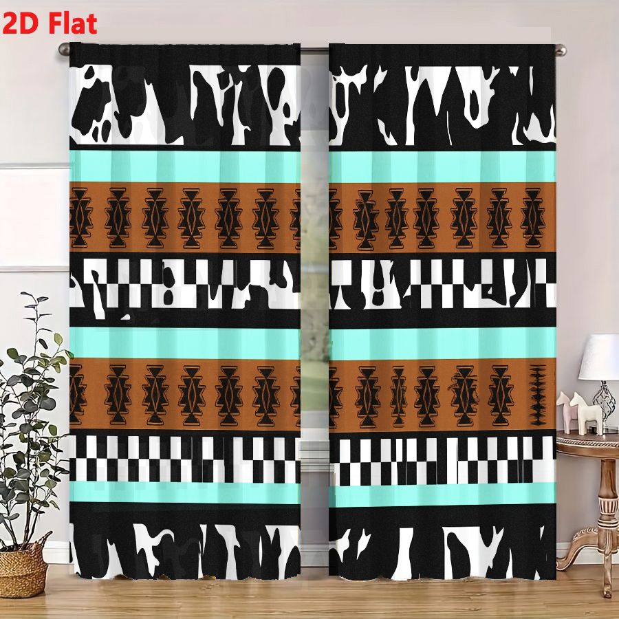 2피스 커튼 2D 플랫 기하학적 추상 부족 패턴 블랙  - Century Textile & Sewing Supply Online Shopping 리뷰 및 가격