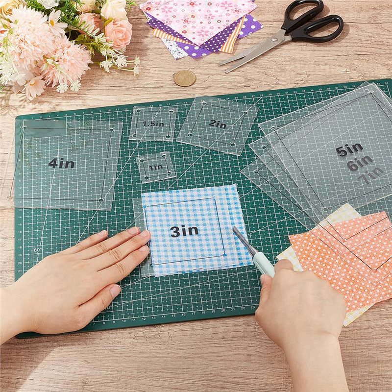 8개의 투명 아크릴 사각형 퀼팅 자, 바느질 템플릿 및 - Quilting Ruler Square 리뷰 및 가격